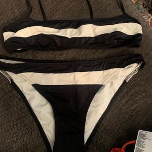 Solid & Striped Black/White Bikini Set